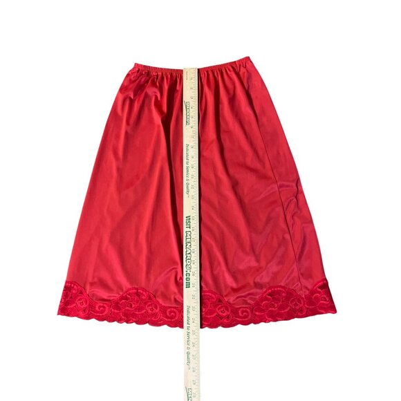 Vintage Vanity Fair Half Slip Red Nylon Lace Trim Womens M 26" USA - Picture 13 of 15